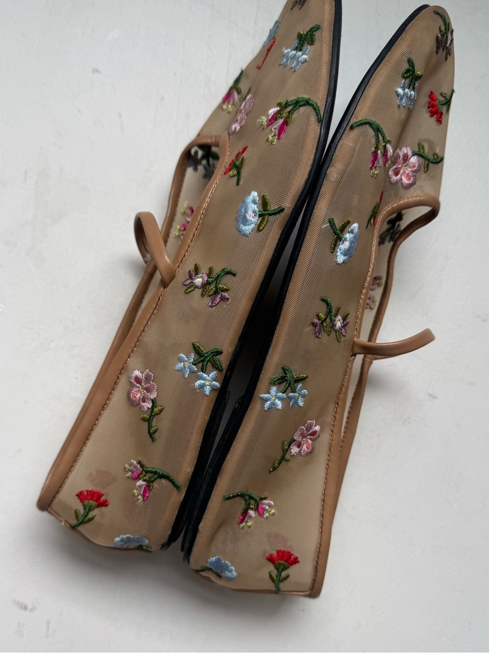 Jeffrey Campbell Dancer Floral Embroidered Mesh Mary Jane Flats - Picture 10 of 13